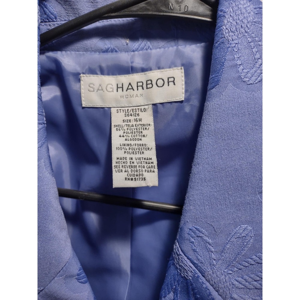 Sag Harbor Woman Floral Blazer Jacket Light Blue Size 16W - Picture 4 of 6